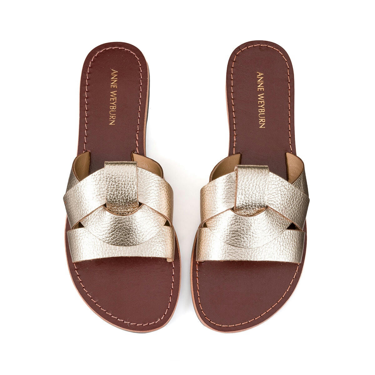 Mules en cuir métallisé