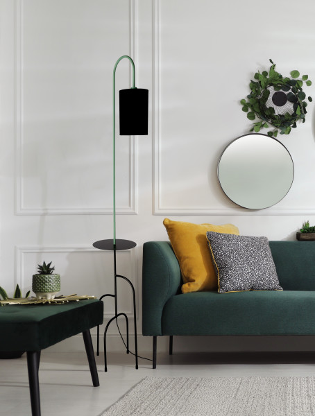 Lampa podłogowa RAVELLO czarny zielony 1x40w e14 abażur czarny