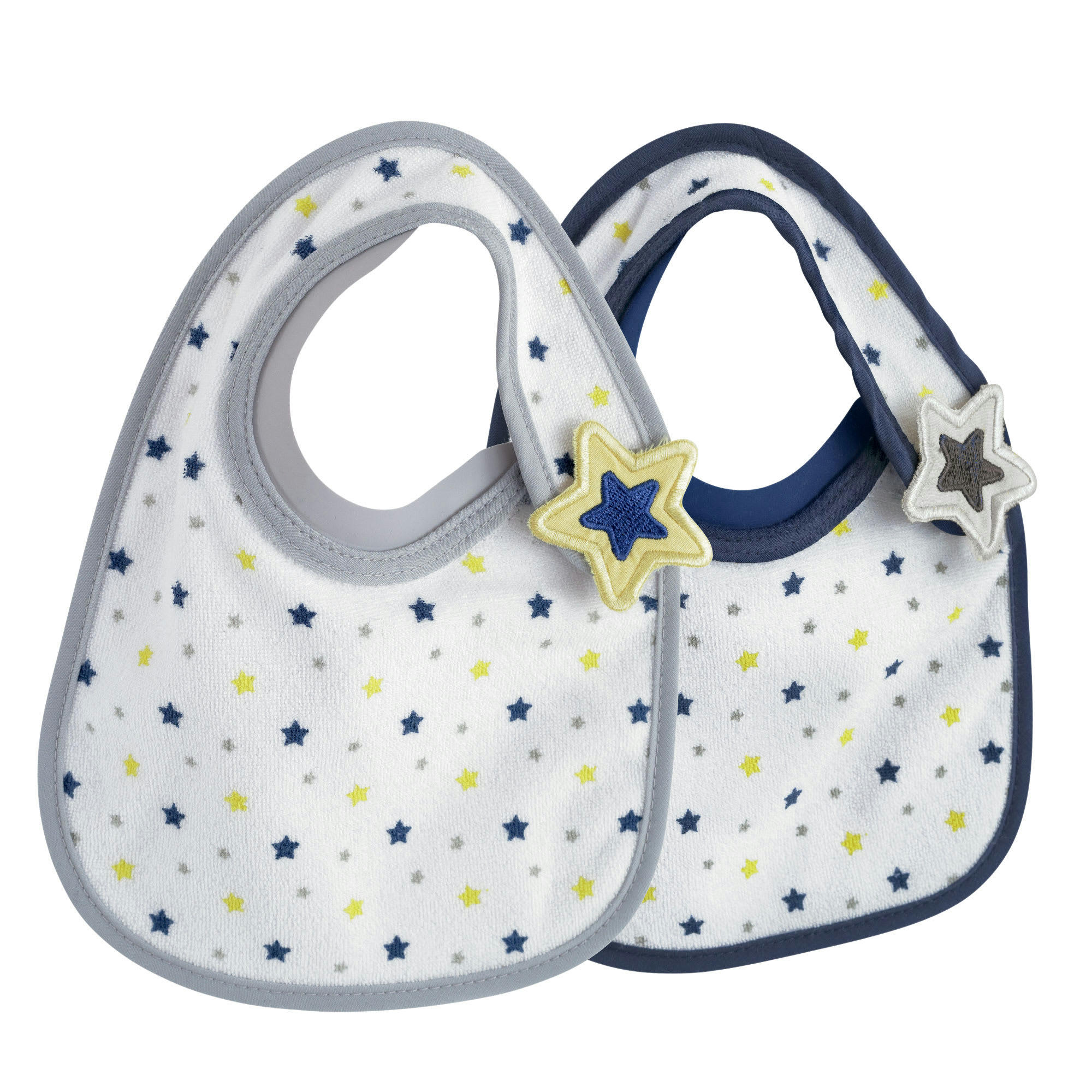 BIBUP - 2 bavoirs antirégurgitation bébé - étoiles bébé  Blanc
