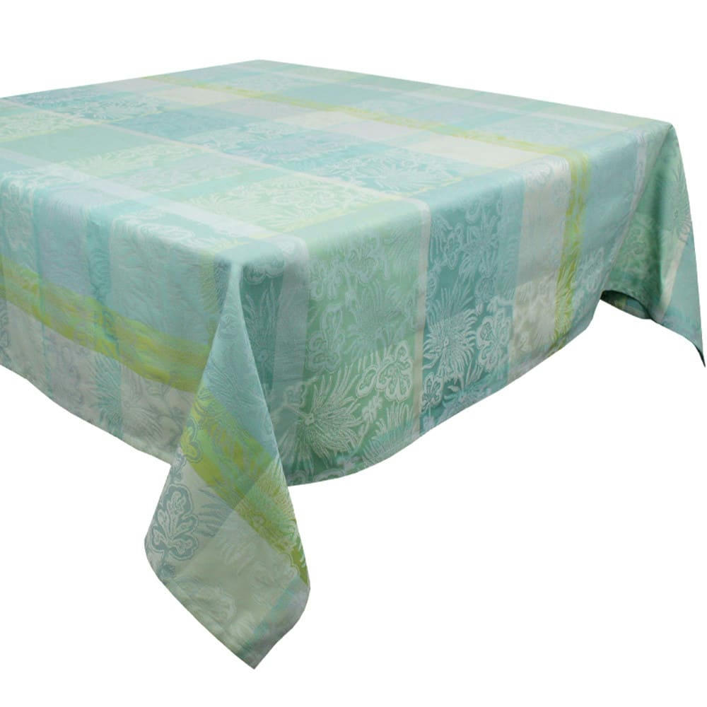MILLE VENUSTA AQUA - Nappe carrée  pur coton vert 115x115 cm