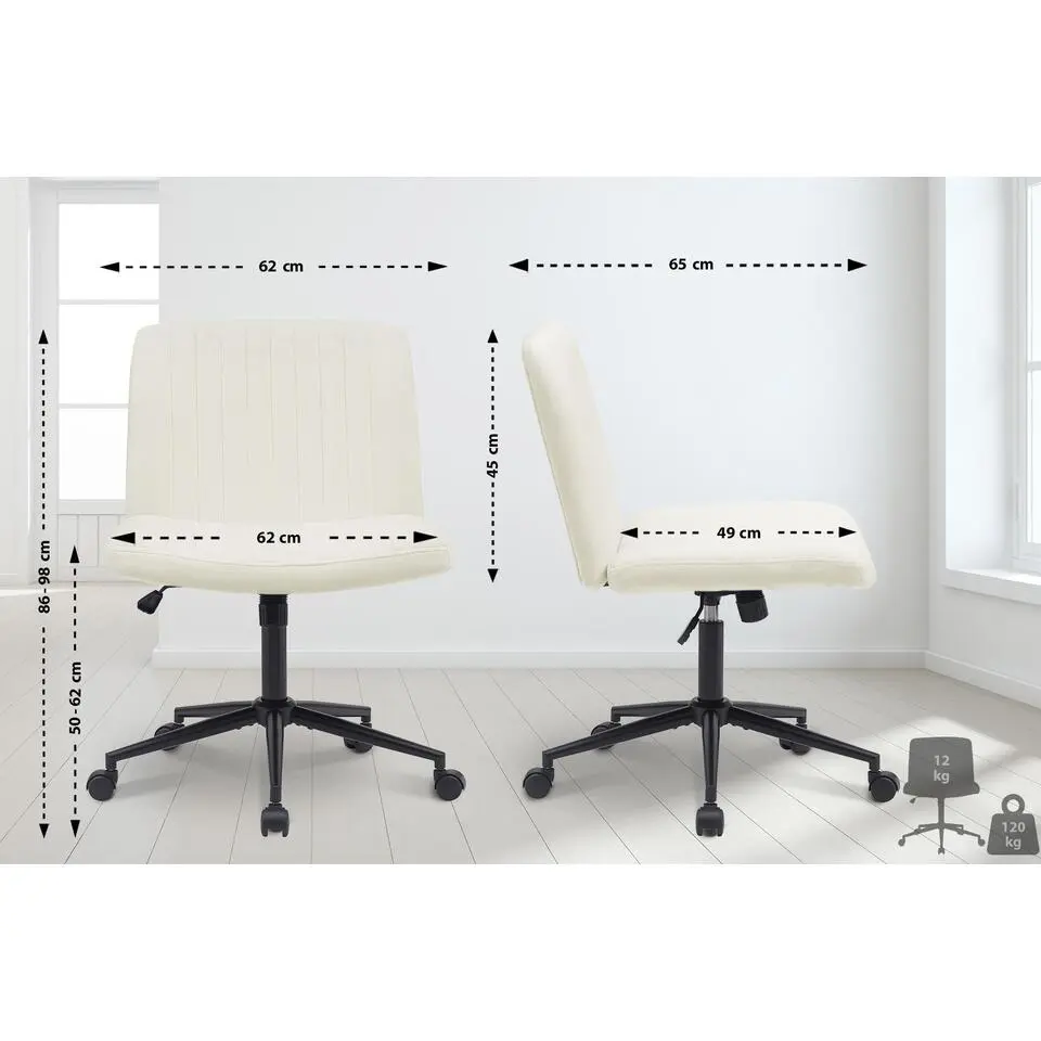 CLP Bureaustoel Kingman zwart Frame - Fluweel - creme