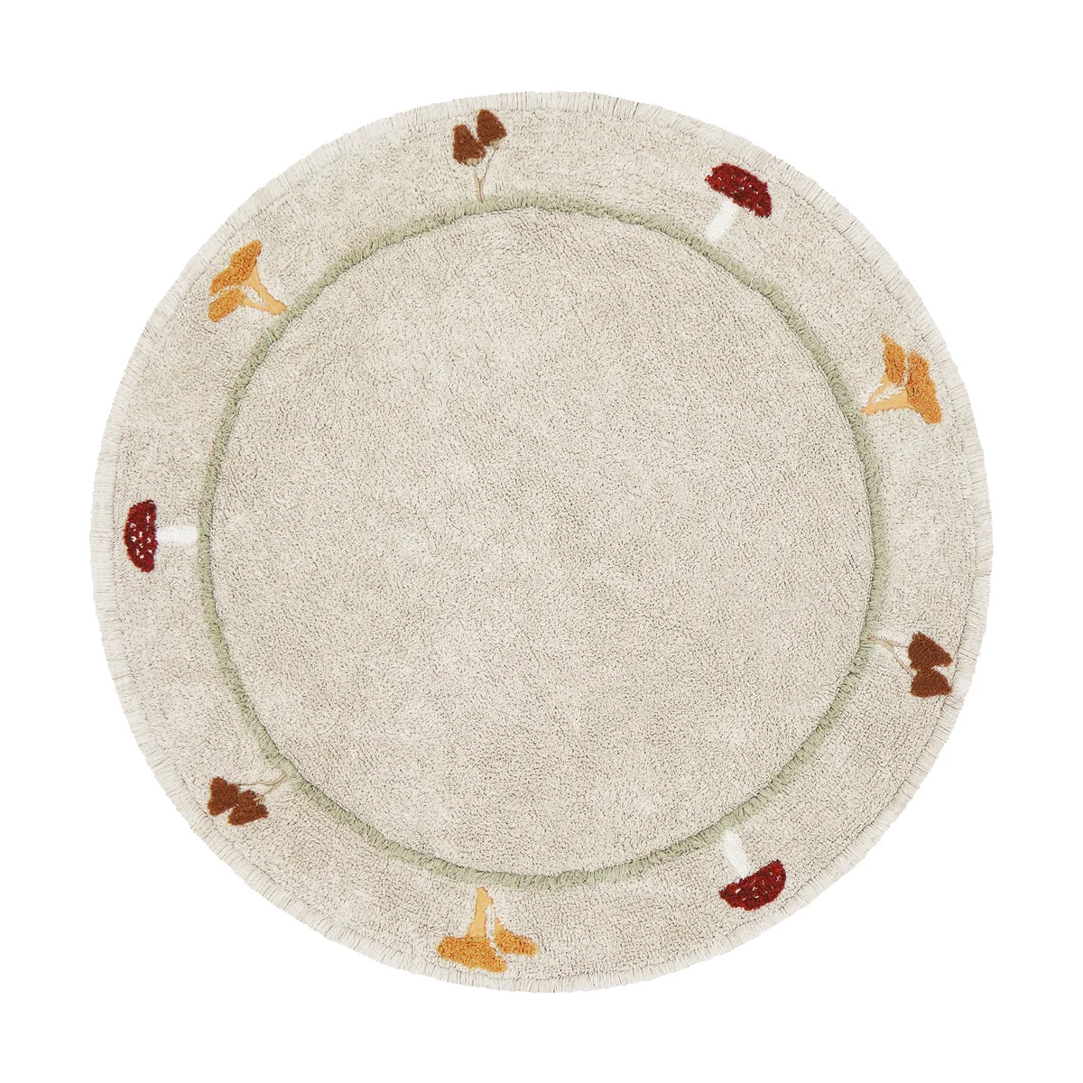Lorena Canals - Chanterelle Teppich, Ø 140 cm, natur / olive / honey / burgundy