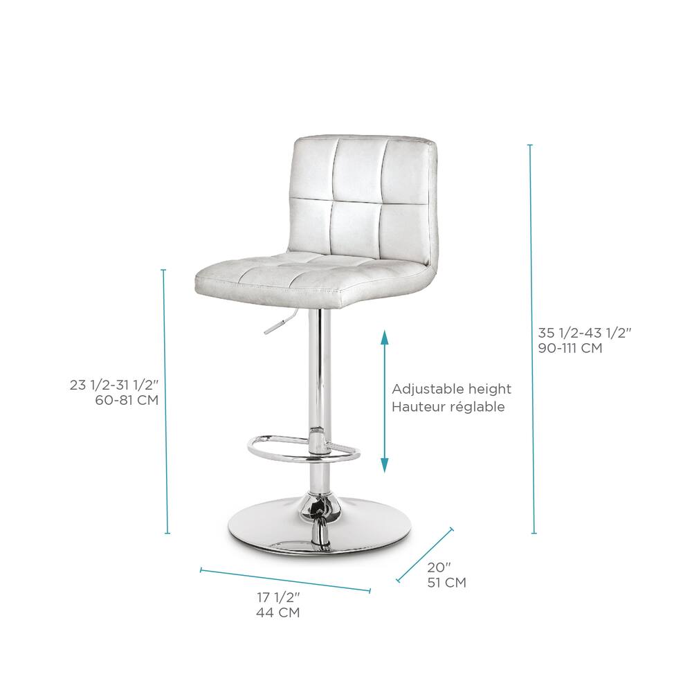 For Living  PU Leather Swivel Counter/Bar Stool Adjustable Height (2-Piece Set), White