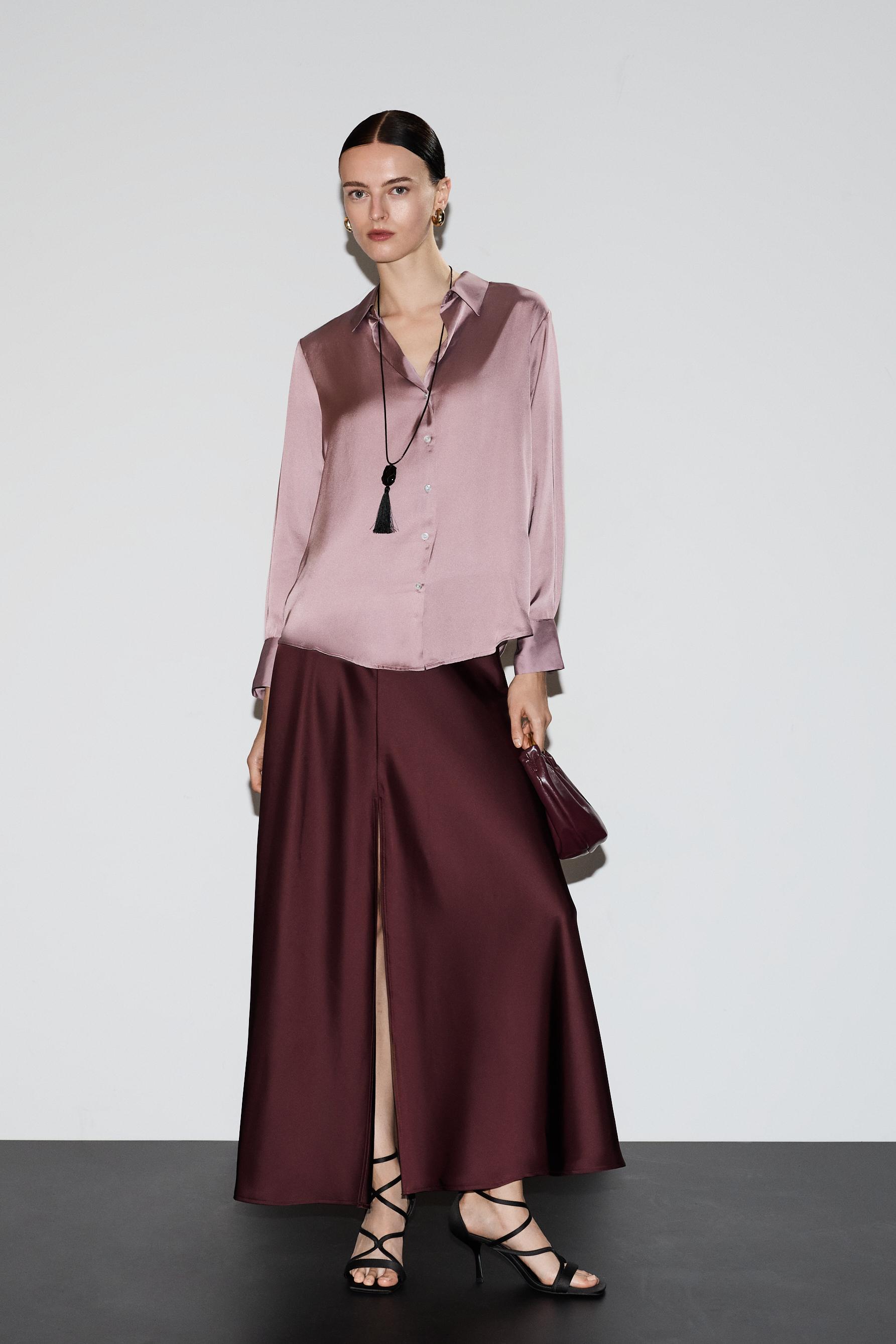 Falda midi satinada
