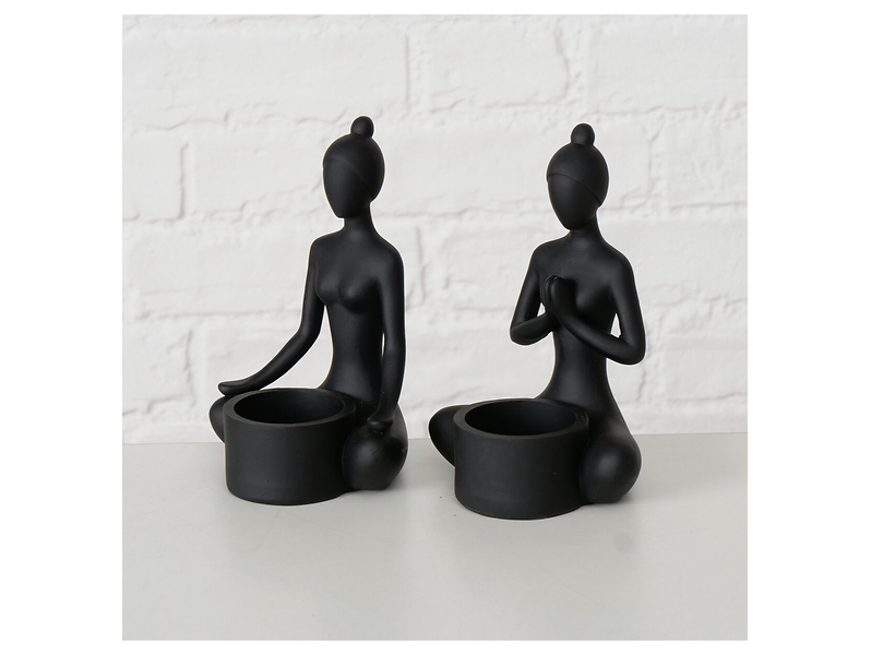 Świecznik na tealight Yoga 15 cm czarny mix wzorów