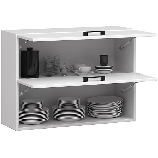 Meuble de cuisine haut AKORD W80 OLIWIA G2 modulable Blanc 80 cm 2 portes façade Blanche 2 étagères 80x30x58 cm