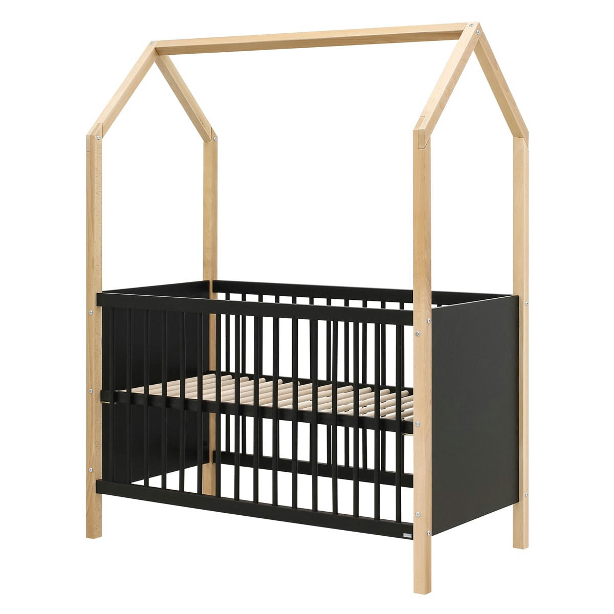 HOMY - Lit bébé 60x120 noir naturel