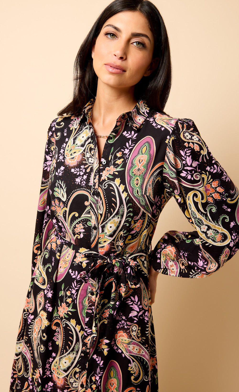 Little Mistress Saffron and Amber Pastel Paisley Print Midi Dress