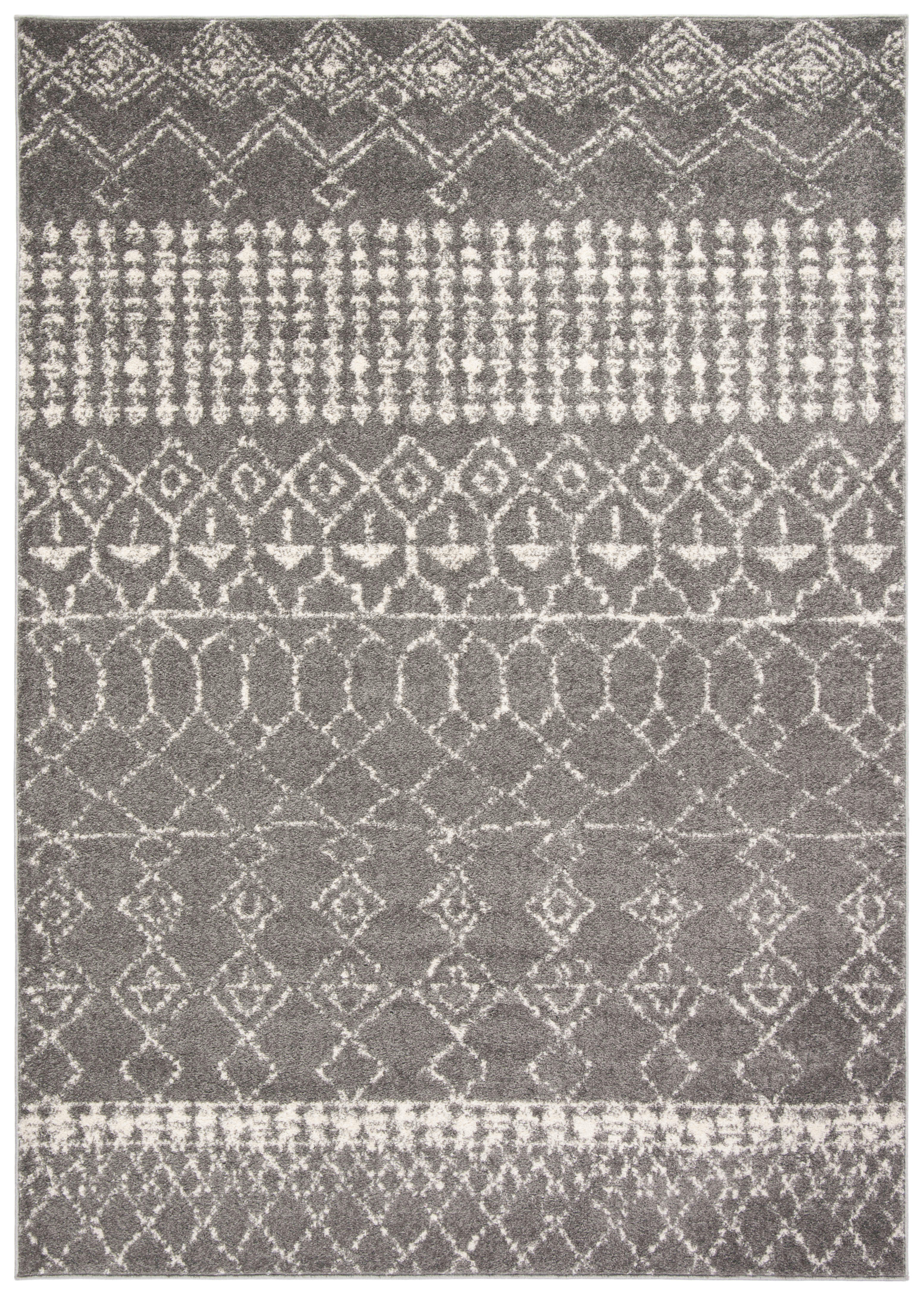 TULUM - Tapis de salon interieur en gris & ivoire, 91 x 152 cm
