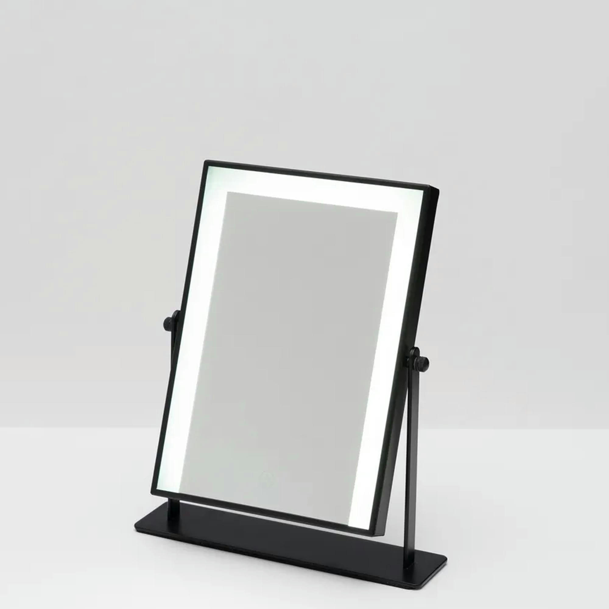 - Miroir de maquillage à poser lumineux led métal noir 24x6x29cm