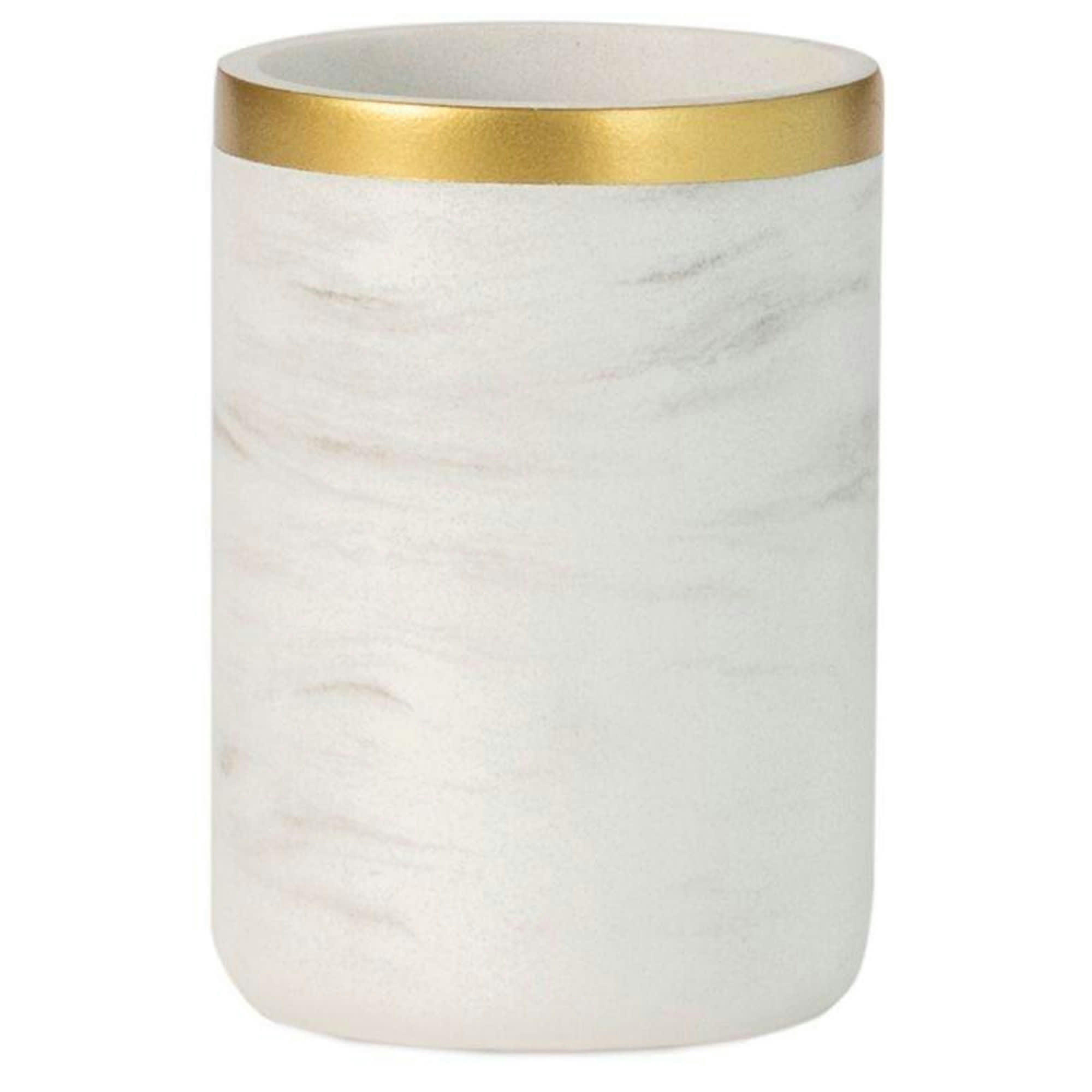 - Porte brosse à dents résine effet marbre blanc et doré