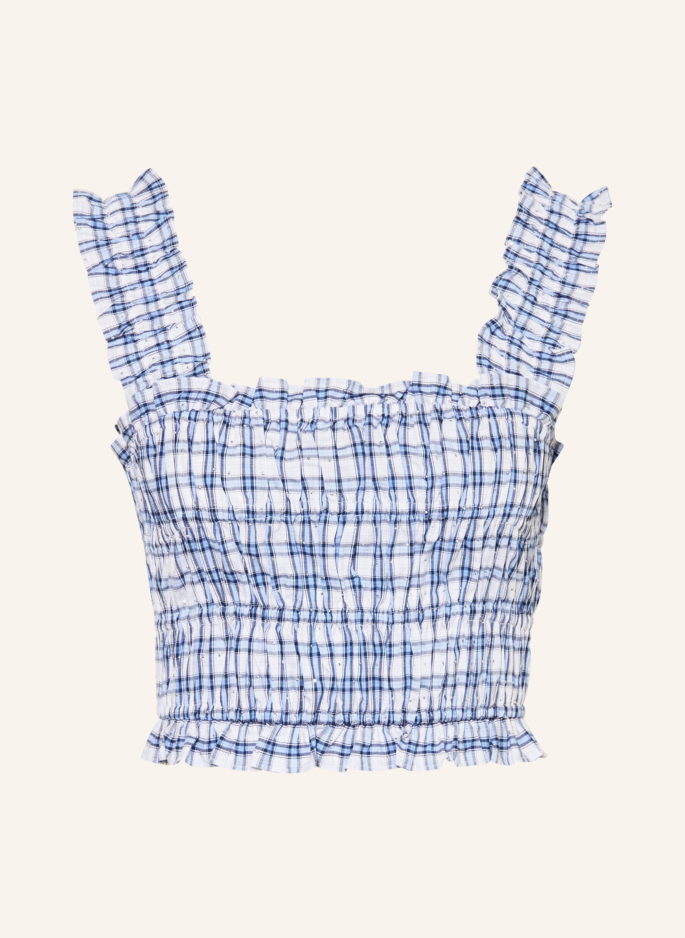 maje Cropped-Top mit Schmucksteinen und Rüschen