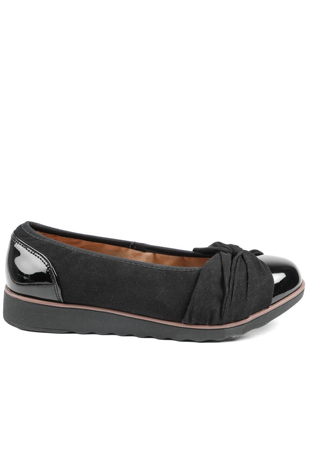 Pavers Wide Fit Chunky Bow Detailed Pumps