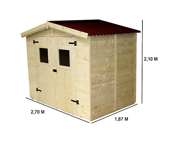 Abri en panneaux 3.70 m² avec plancher Habrita ED2416.01