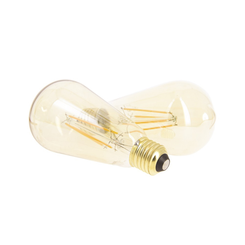 Ampoule vintage ST64 à filament LED E27 8 W ambrée 2 pièces XANLITE