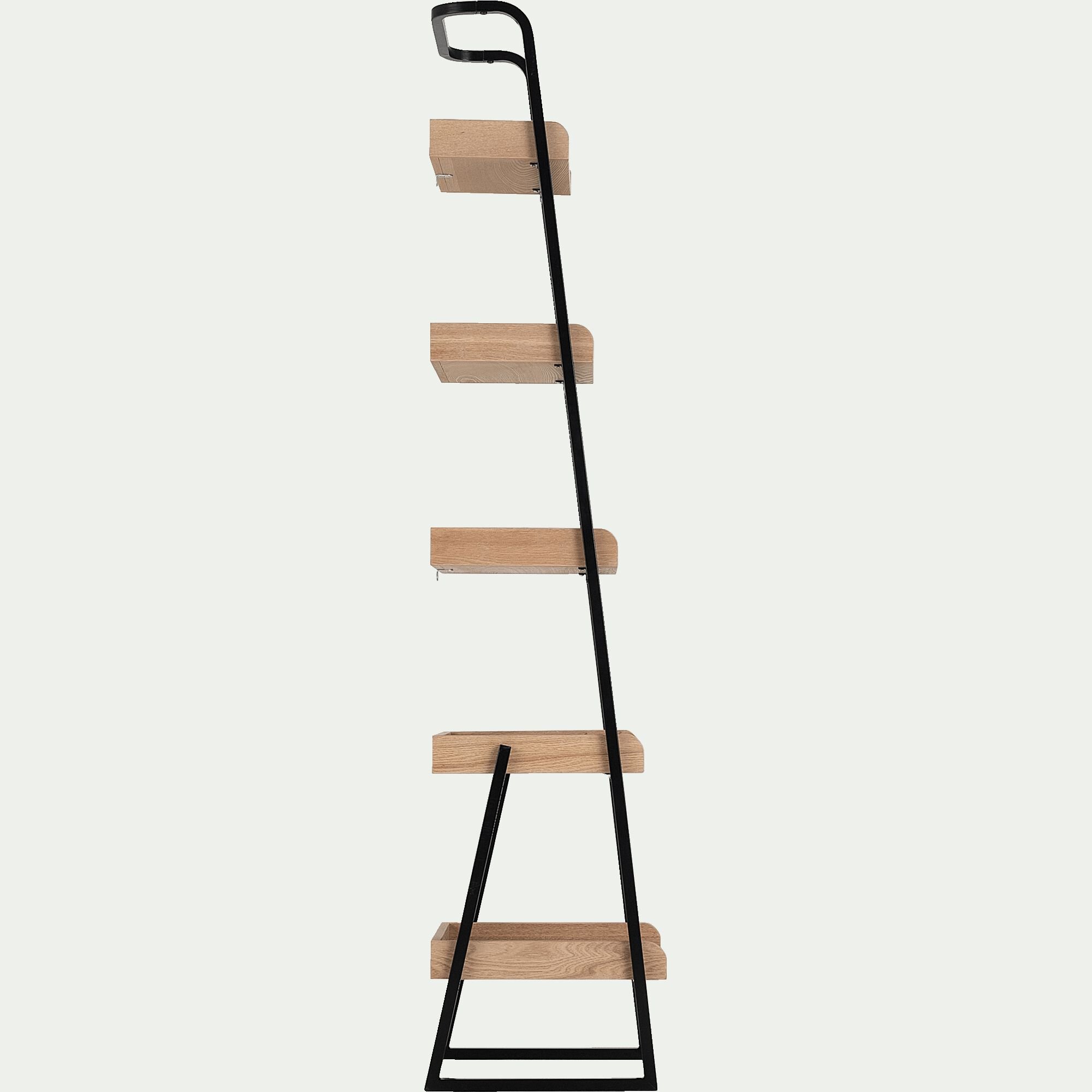 ESTANIER - Étagère 5 tablettes plaquée frêne et métal noir L40cm - bois clair