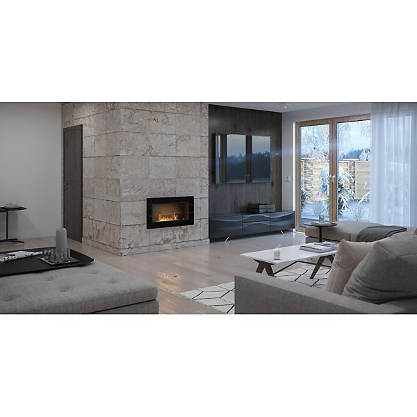 Foyer encastrable au bioéthanol Frame 900 SimpleFire avec vitre - Noir mat
