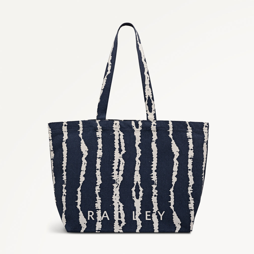 Tie Dye Stripe - Large East West Open Top Tote