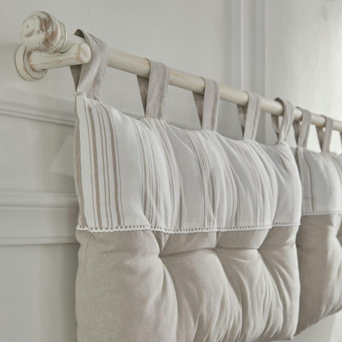 CHARME - Tête de lit coussin en coton beige 45x70