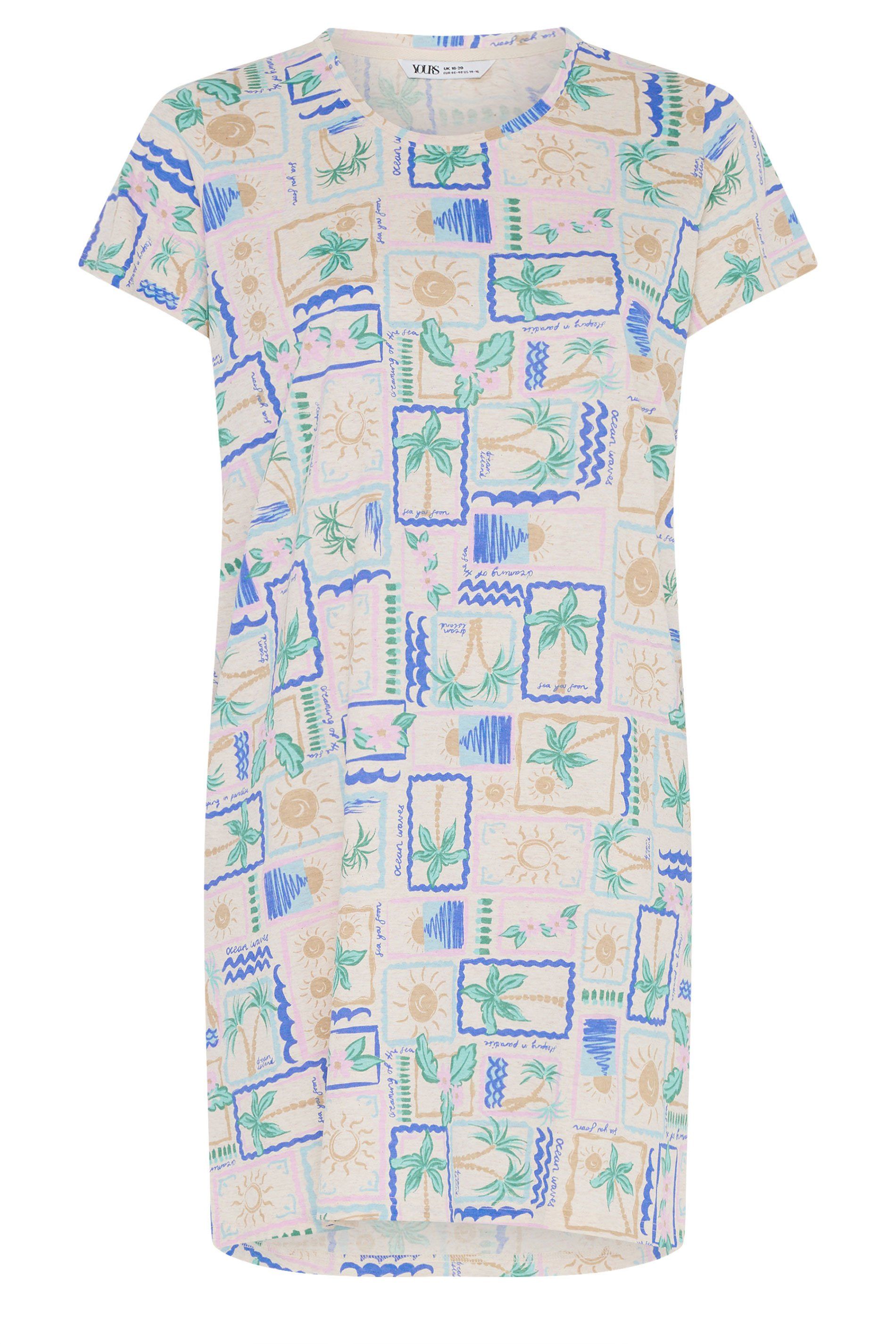 Yours Postcard Print Dipped Back Nightdress