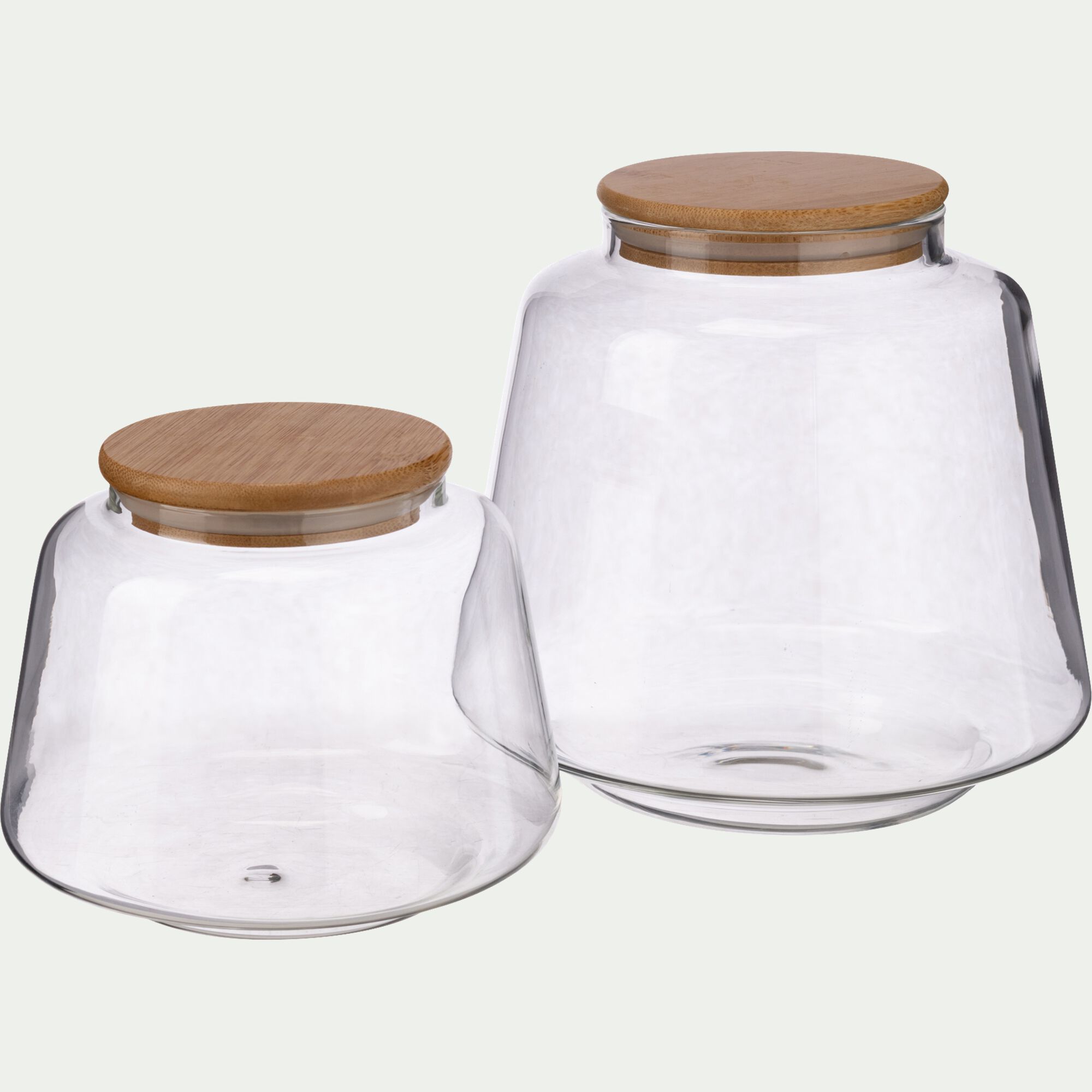 BOMBI - Bocal conique en verre avec couvercle en bambou 2,2L - transparent