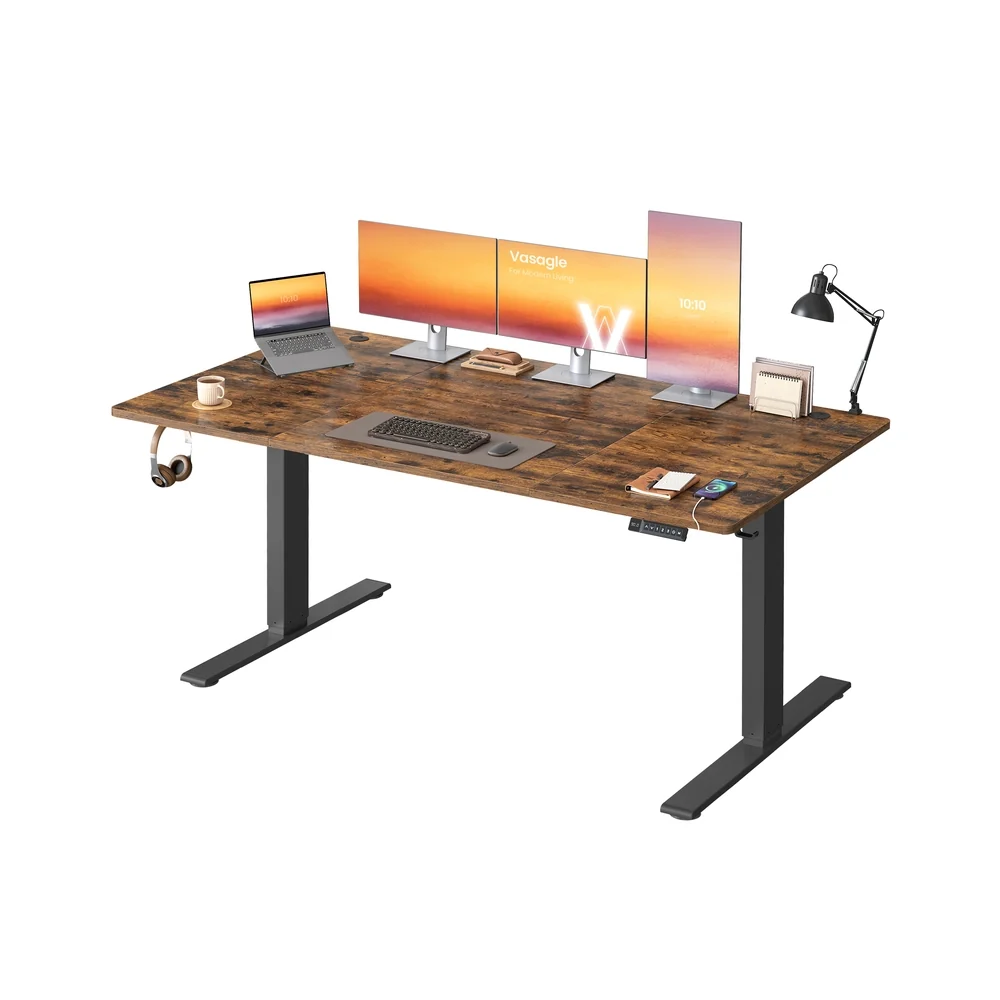 Bureau Électrique Réglable en Hauteur, avec Port USB-C, Support pour Multiprise