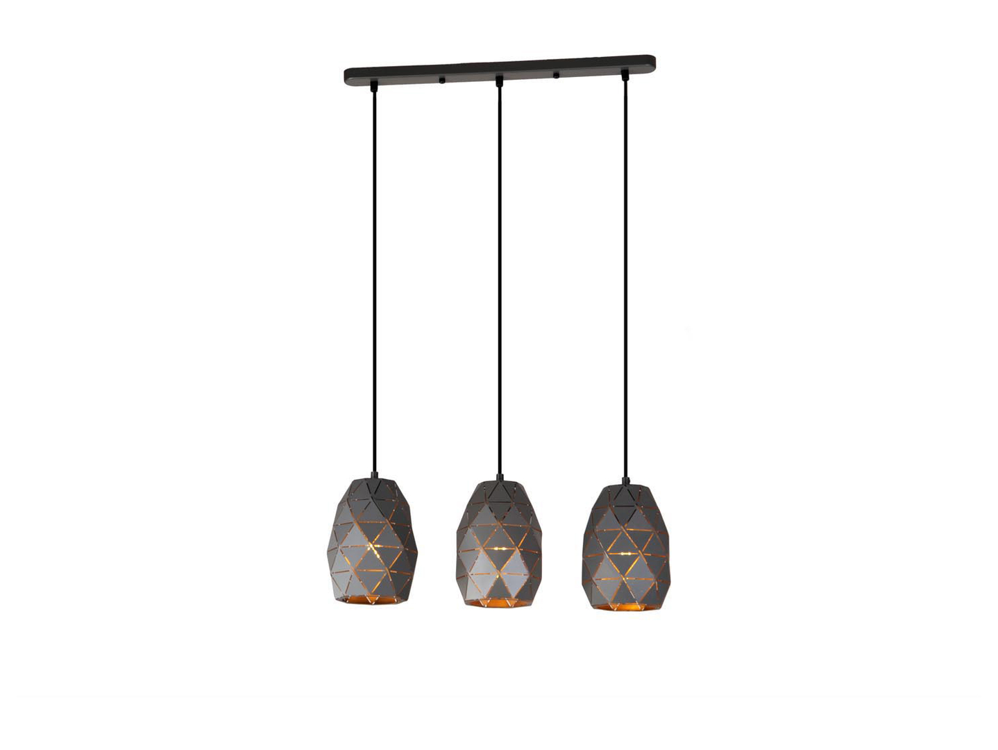 Lampa wisząca Harley 3-punktowa stalowa czarna