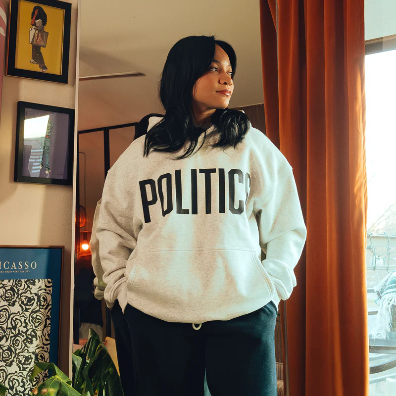 Politics Brick Logo Hoodie - Heather Grey