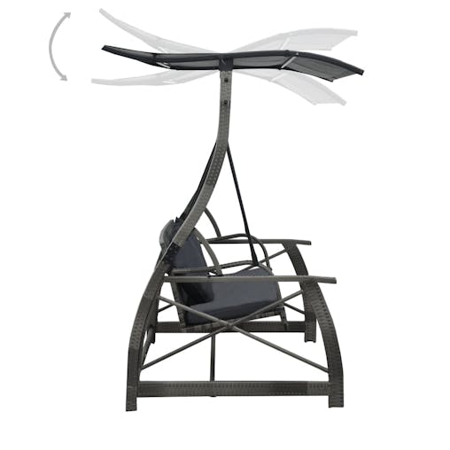 NNEVL 3-seater Garden Swing Bench with Canopy Poly Rattan Grey