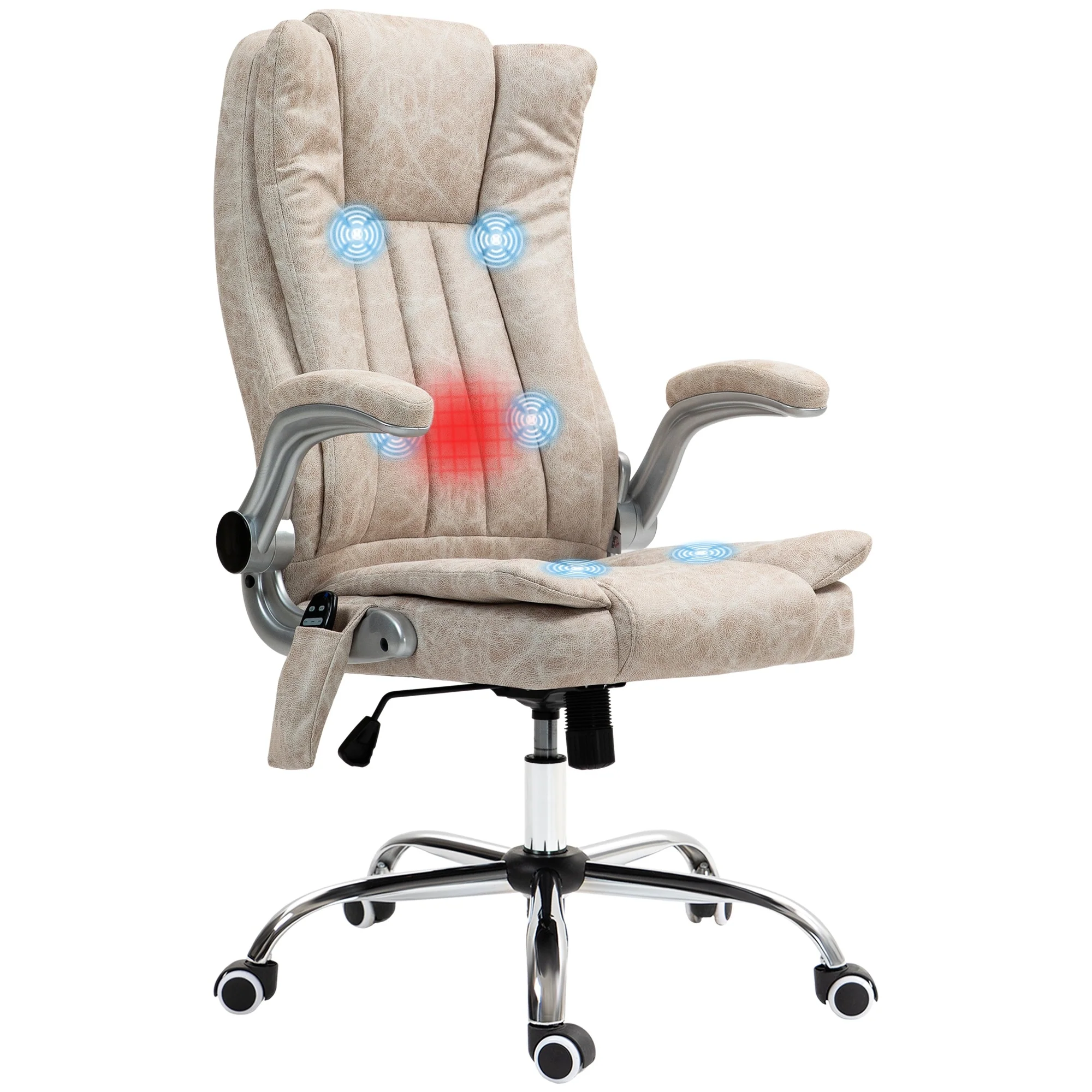 High Back Vibration Massage Office Chair, Heated Computer Chair with Flip-up Armrest, Swivel Wheels & Adjustable Height