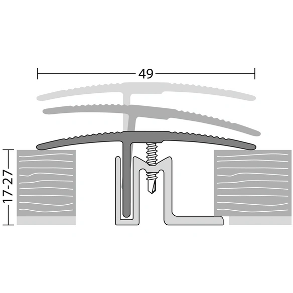 Übergangsprofil »PS 400 XXL«, BxH: 49 x 20 mm, versenkt gelocht