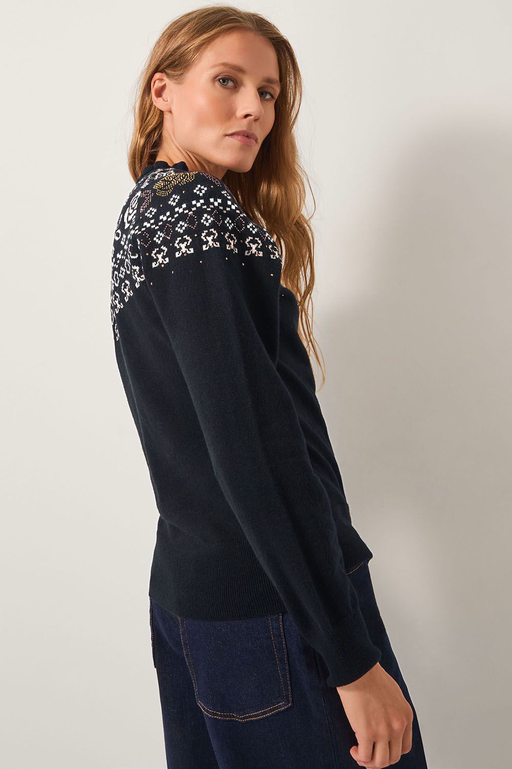 Monsoon Fia Hotfix Fair Isle Jumper Black