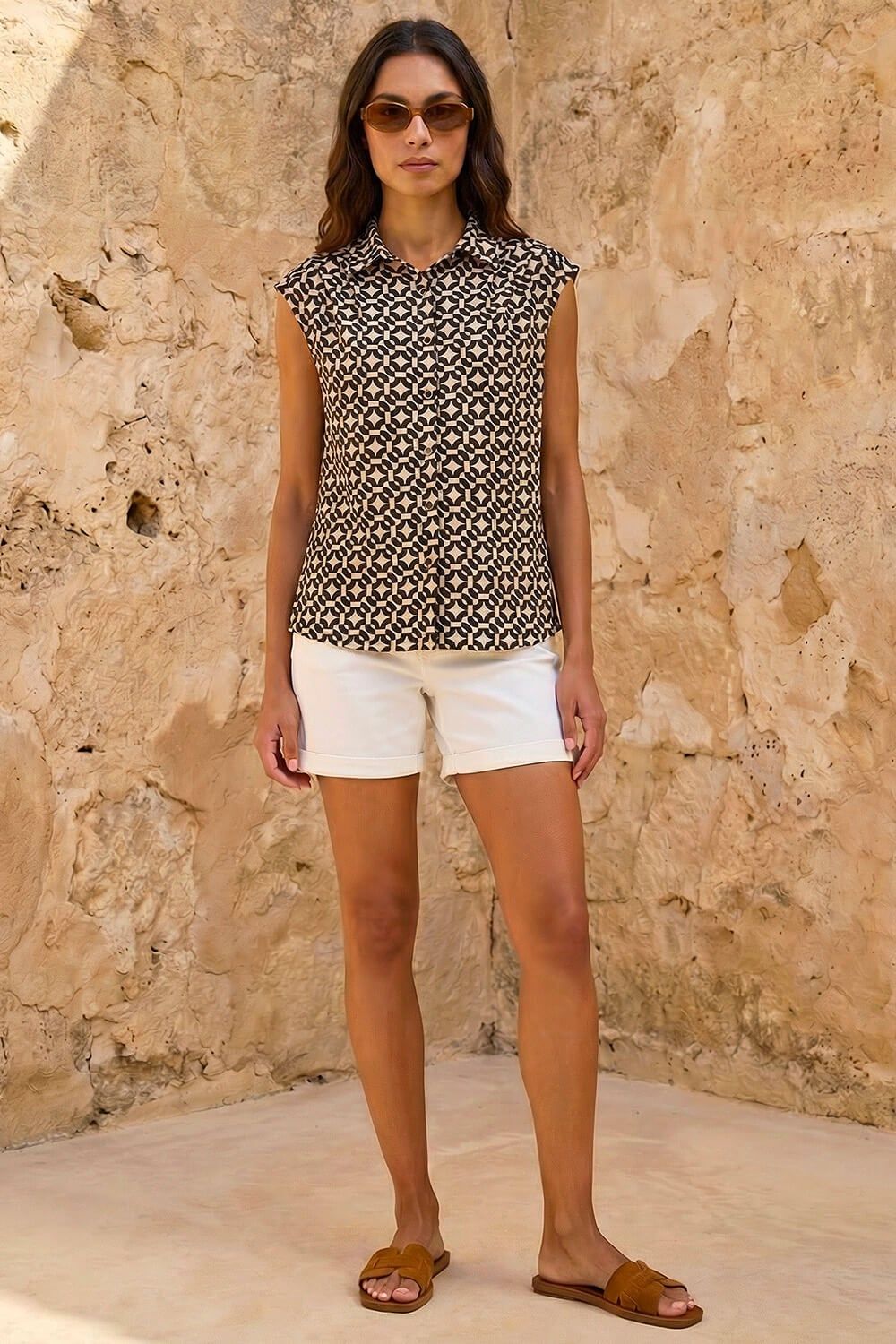 Roman Geometric Sleeveless Shirt