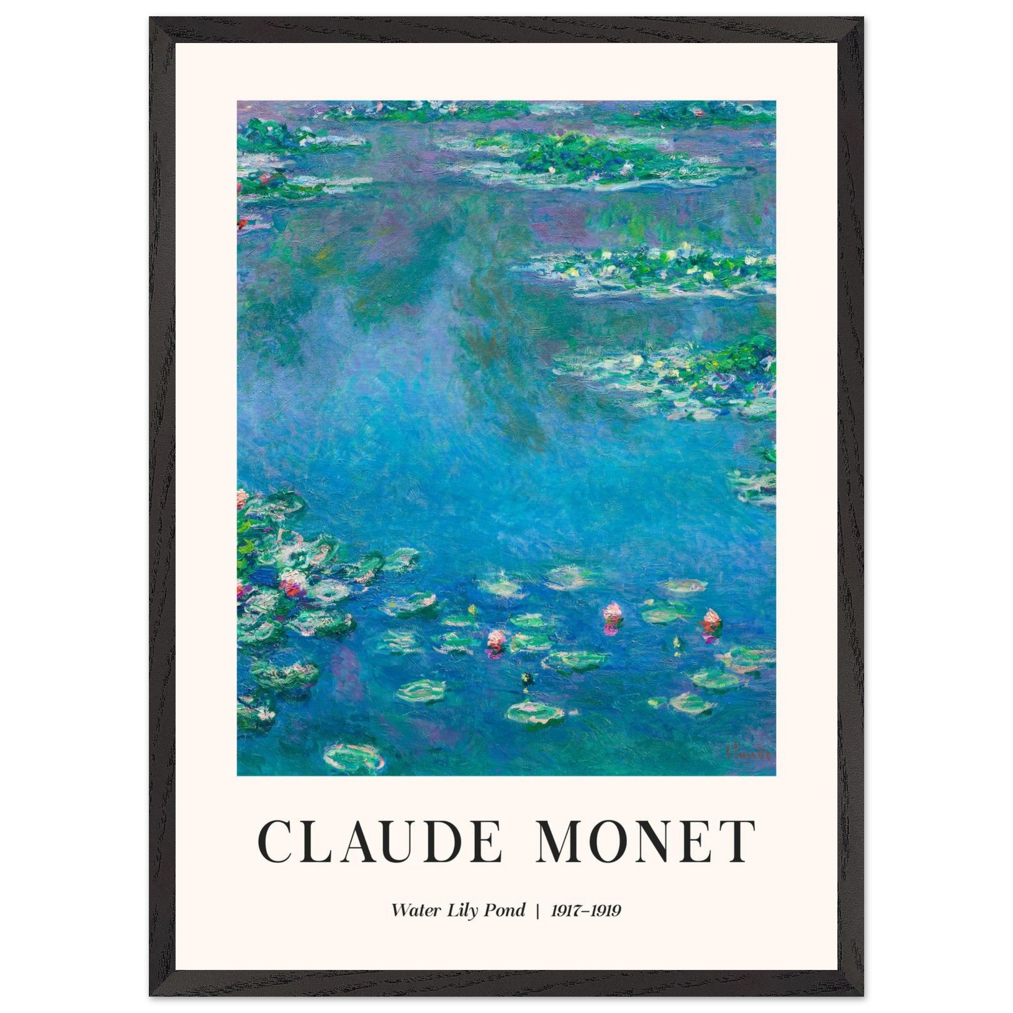 Artfulprints Poster met Lijst Claude Monet - Water lily pond  - 50x70 cm - Blauw