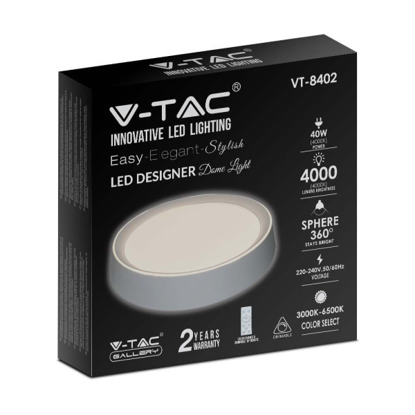 Plafon 8402 z pilotem okrągły biały LED 1x40W 41cm 4000lm IP20 V-TAC