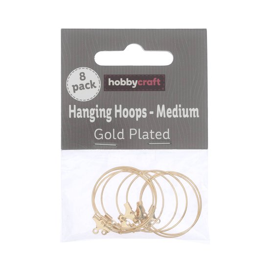 Gold Plated Hanging Hoops 25mm 10 Pack