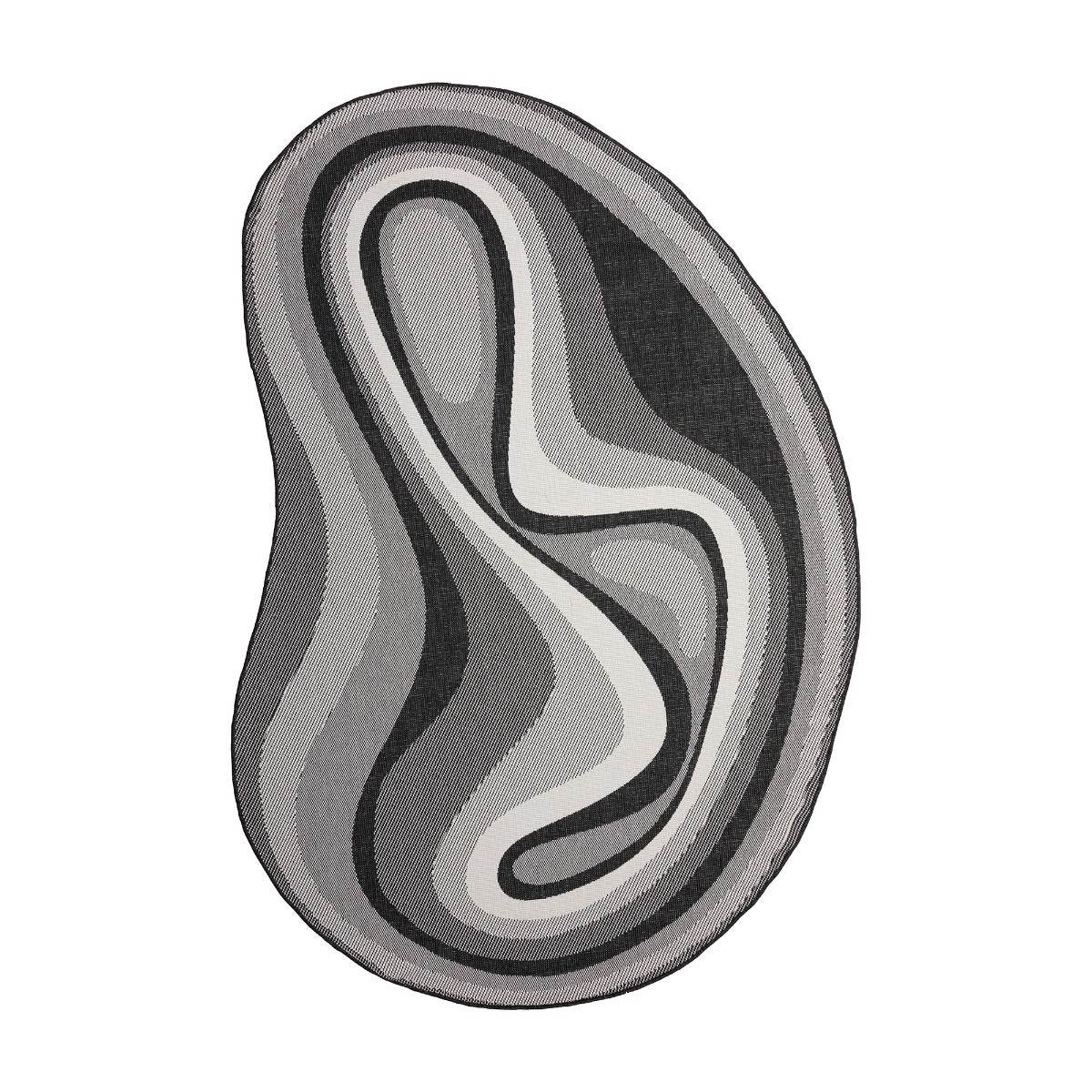 Interieur05 Organisch gevormd buitenkleed Loop Stone Zwart - 240 x 340 cm