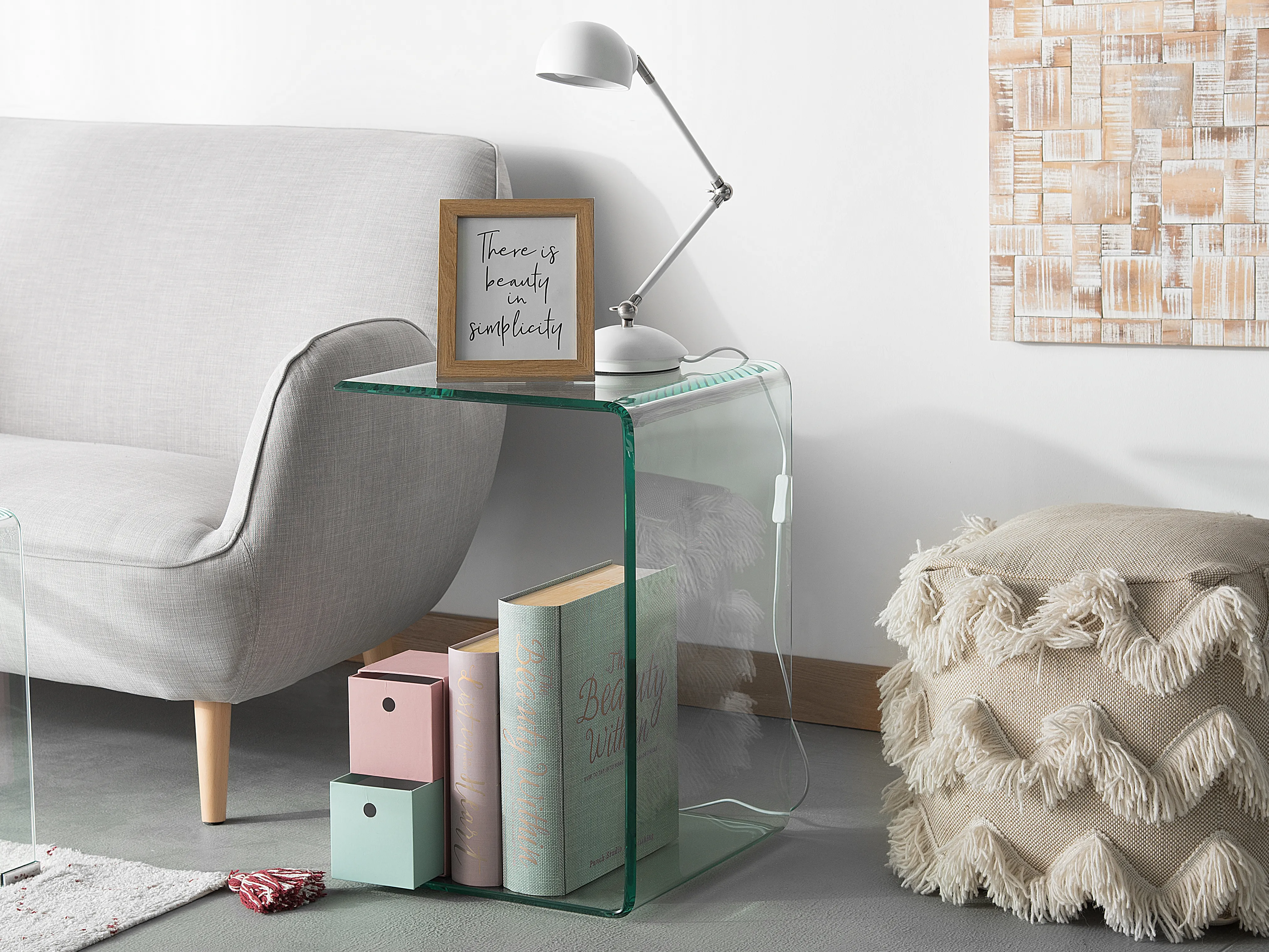 Side Table LOURDES Tempered Glass Transparent