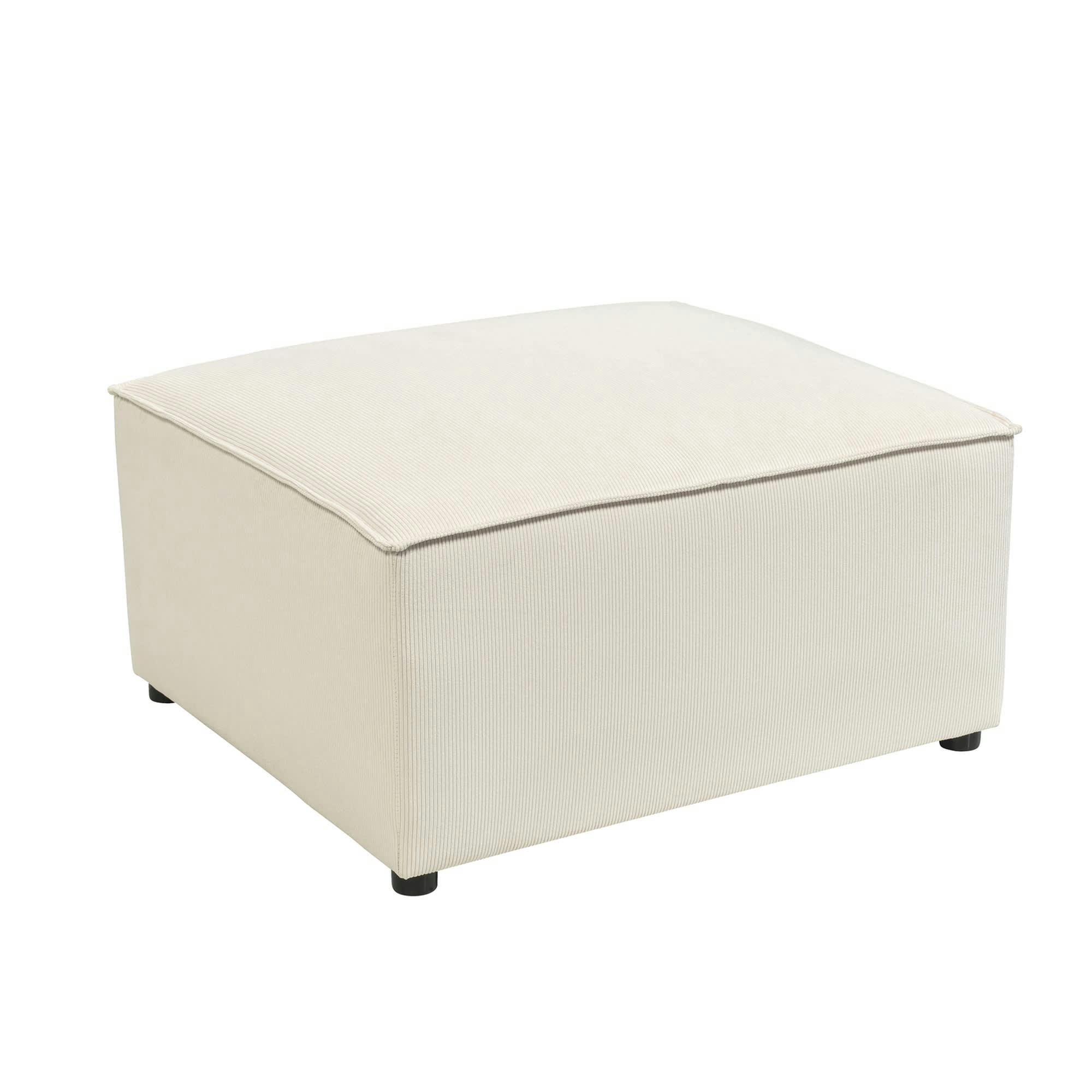 LIVAL - Pouf pour canapé modulable en velours côtelé beige