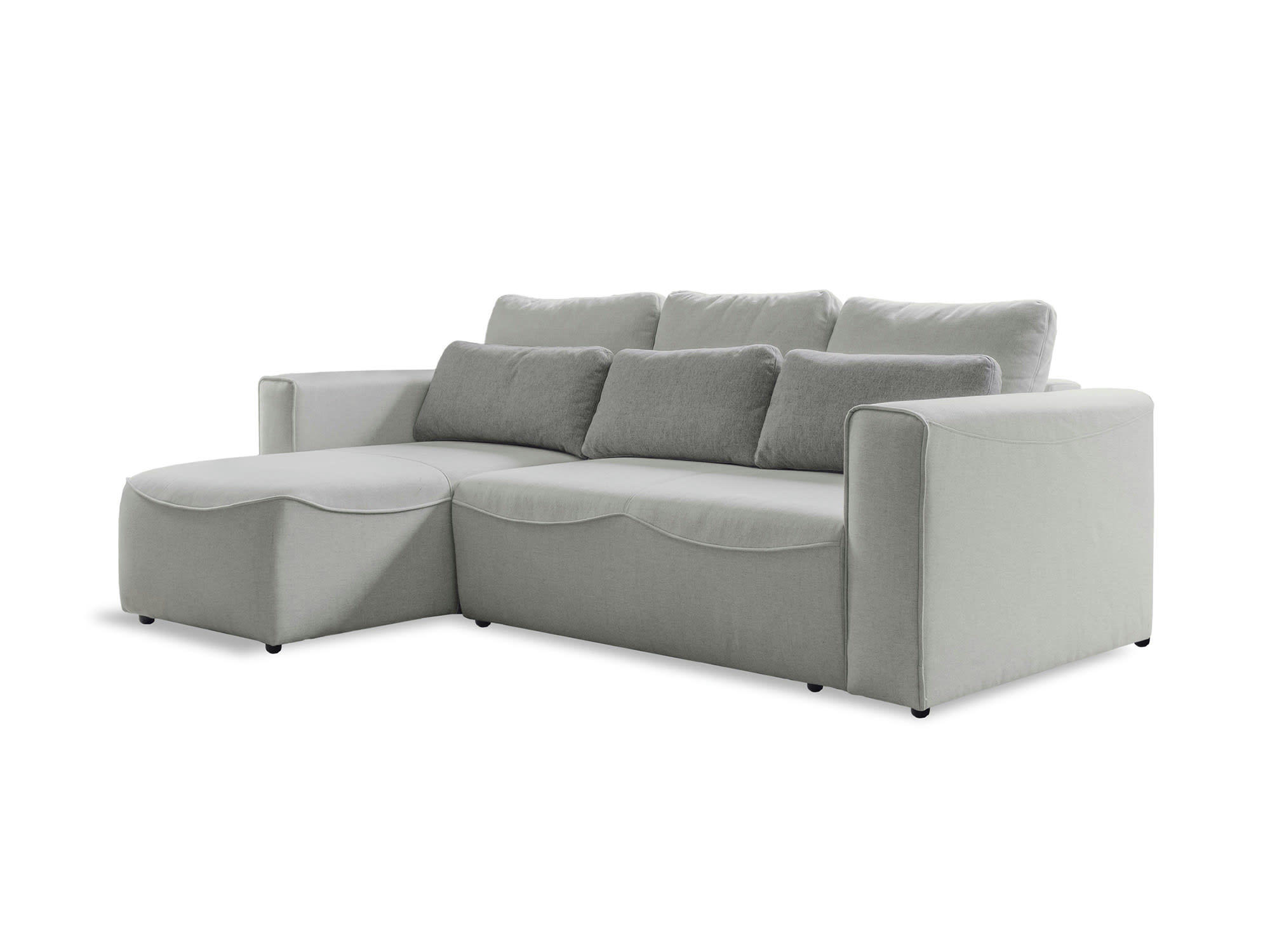 TOMMY - Canapé d'angle réversible convertible 4 places en tissu beige