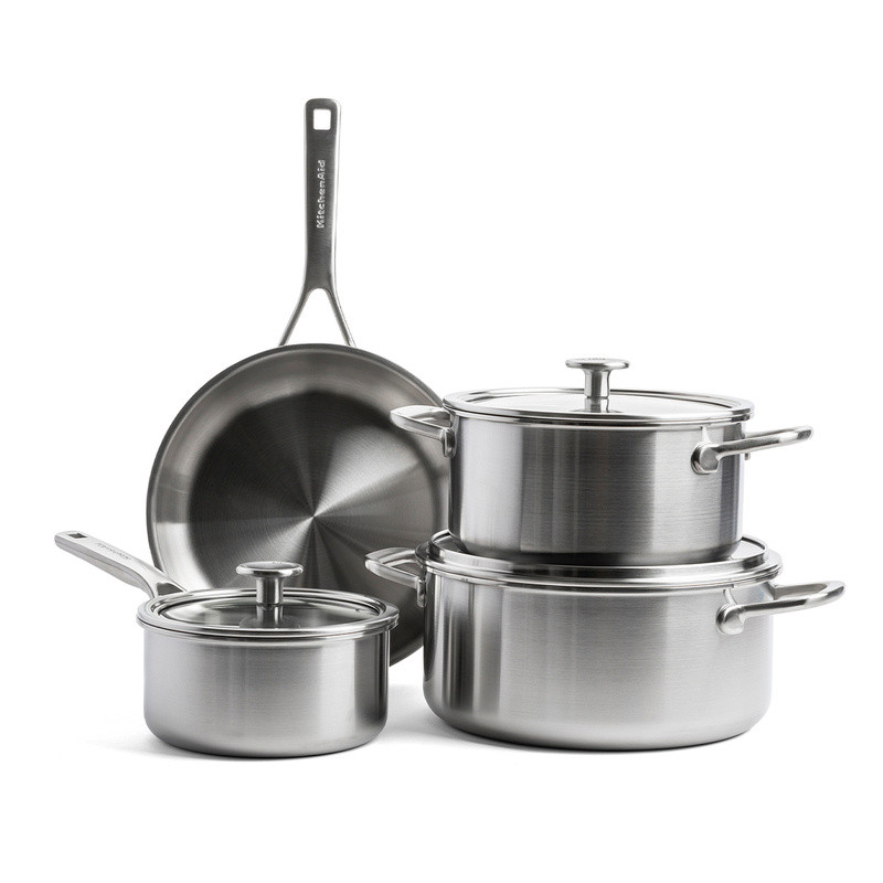 KitchenAid Zestaw garnków i patelni Multi-Ply 7 elementów w zestawie taniej