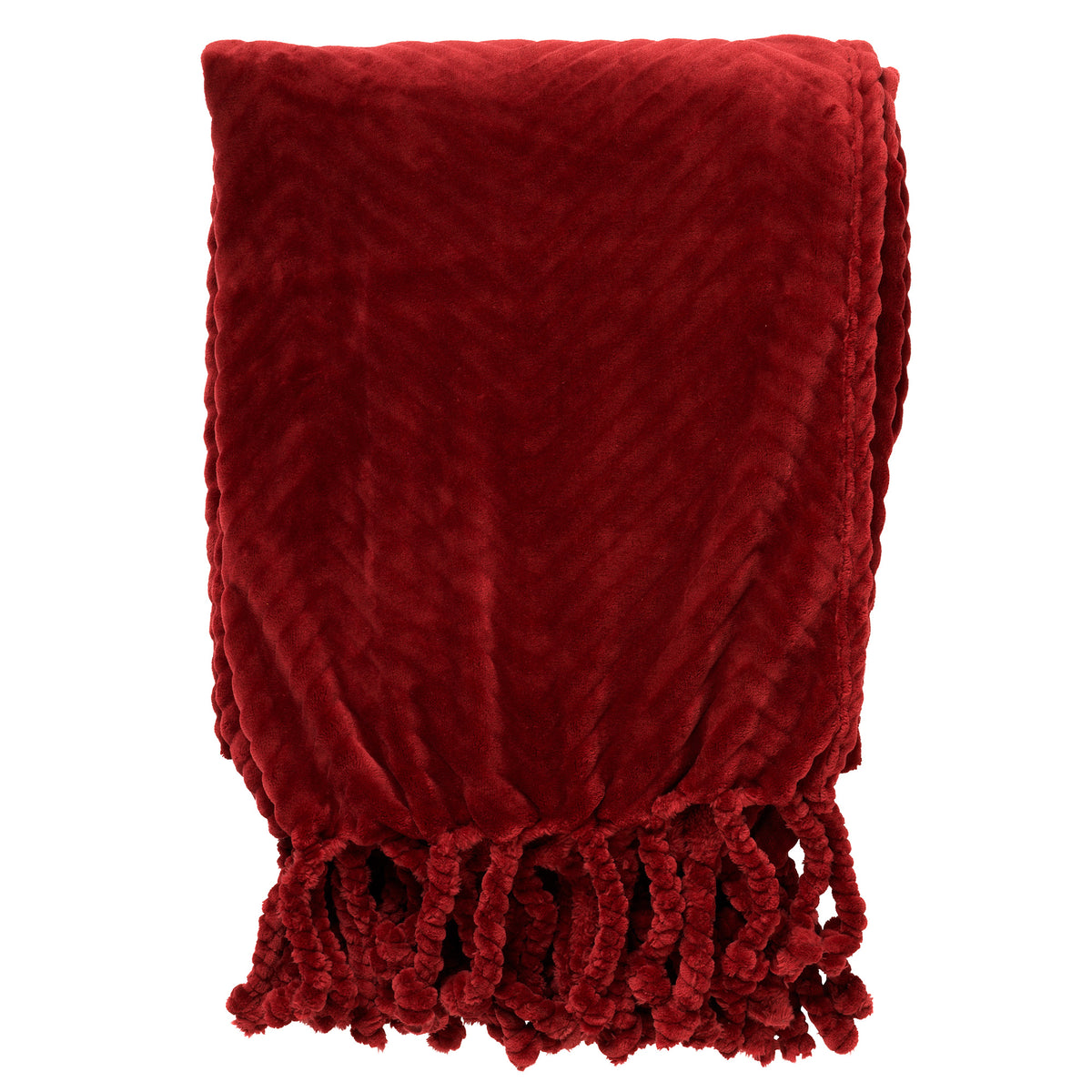 ZIGGY - plaid 140x180 cm - fleece - zigzagpatroon - Merlot - rood