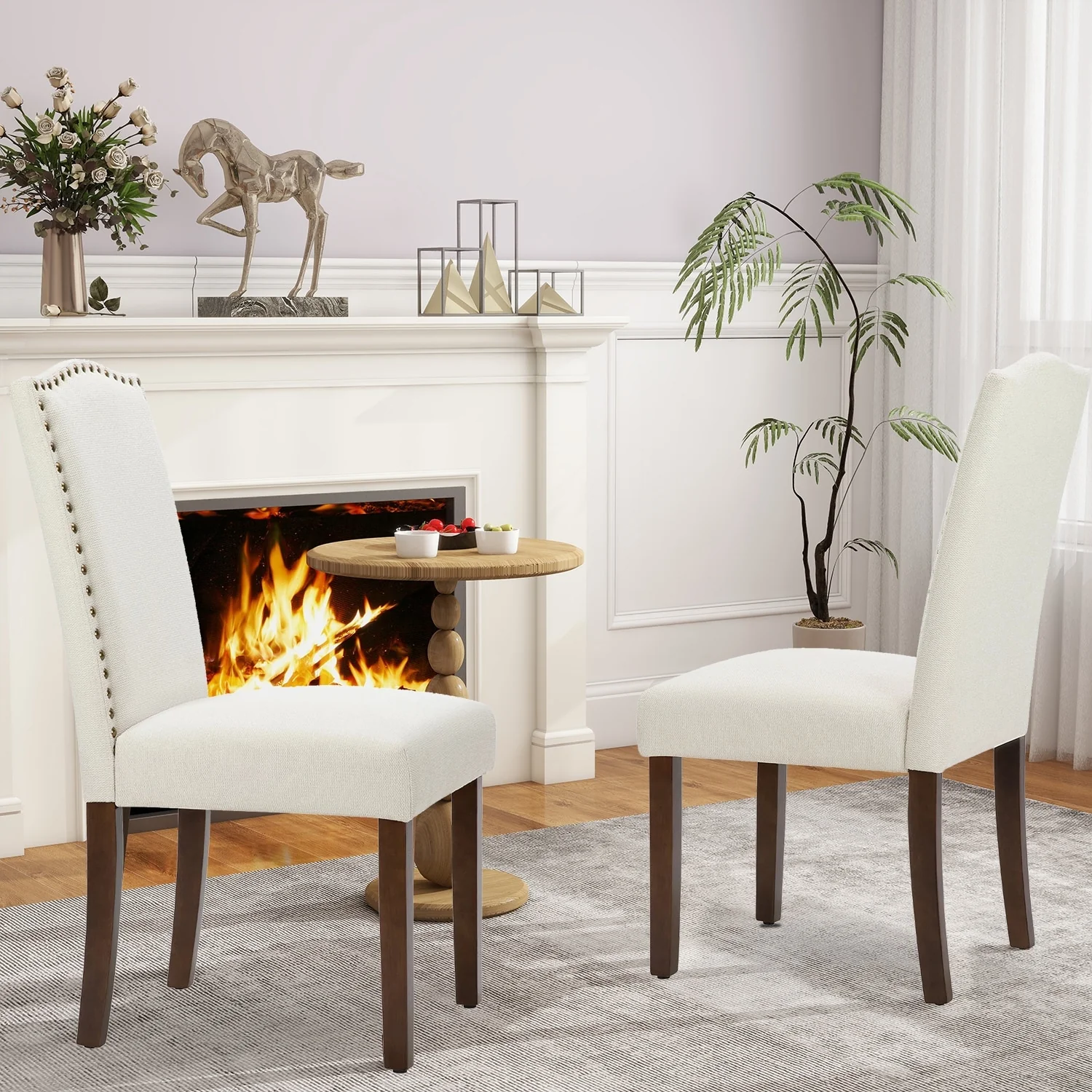 Dining Chairs Set of 2, Upholstered Fabric Kitchen Room Chairs Mid Century Modern High-End Dining Room Side Chairs