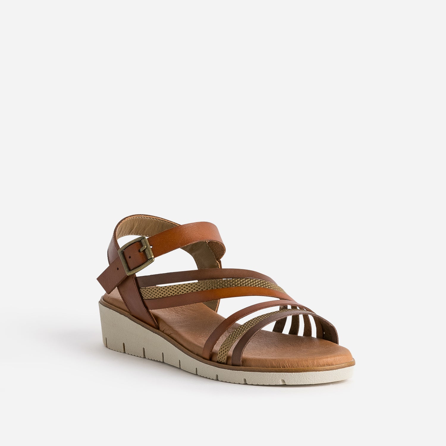 Sandale cognac cuir semelle crantée