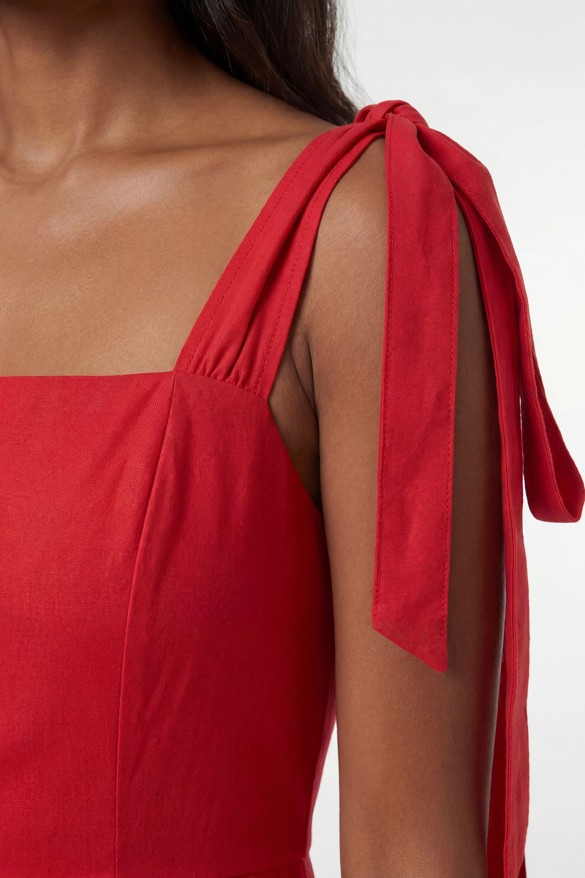 KarenMillen Viscose Linen Tie Strap Woven Prom Dress