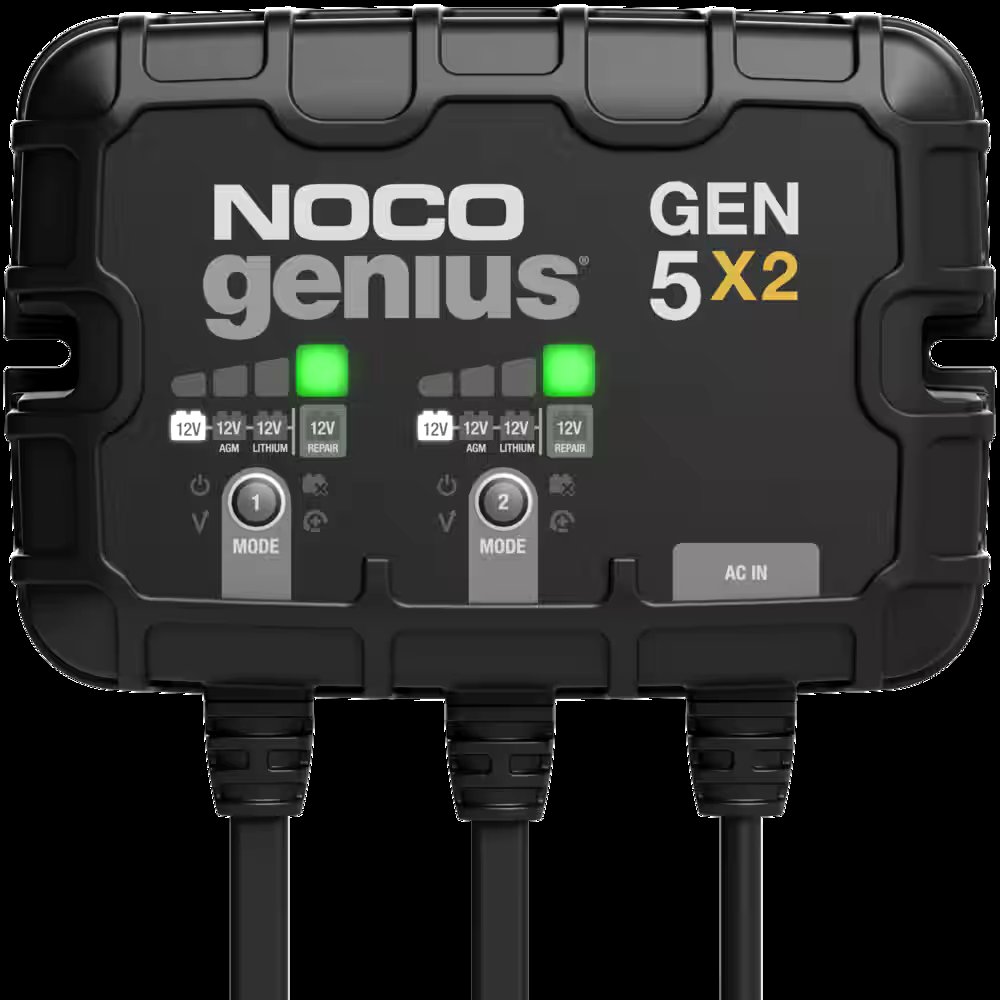 NOCO GEN5X2 Onboard Smart Battery Charger/Maintainer/Desulfator, 2-Bank, 10-Amp, 12V