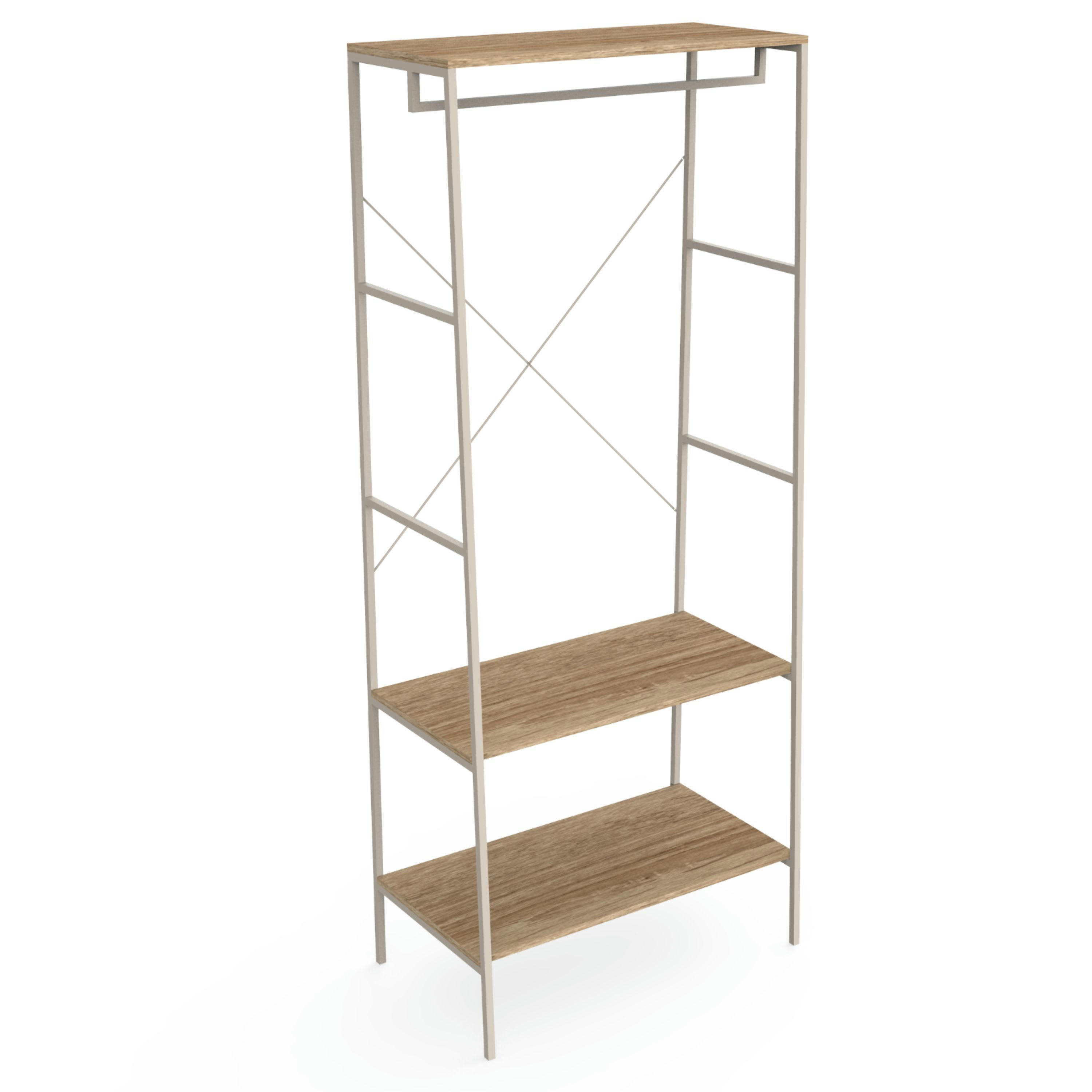 - Armoire penderie en métal avec aspect chêne beige 192x90x45cm