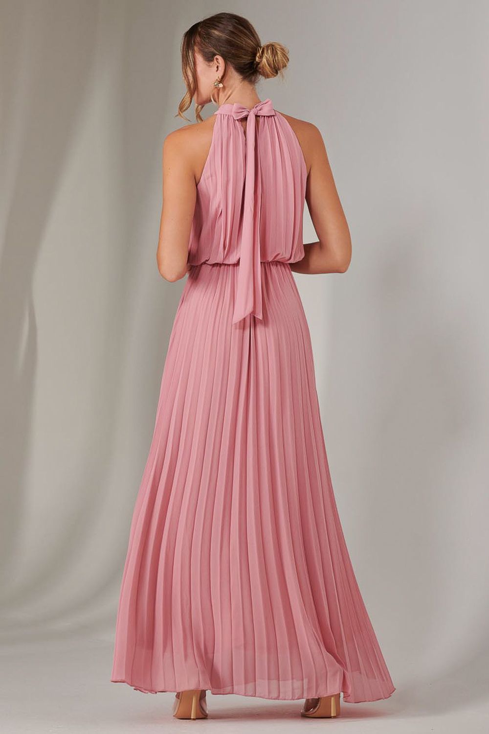Jolie Moi Pleated Bridesmaids Maxi Dress