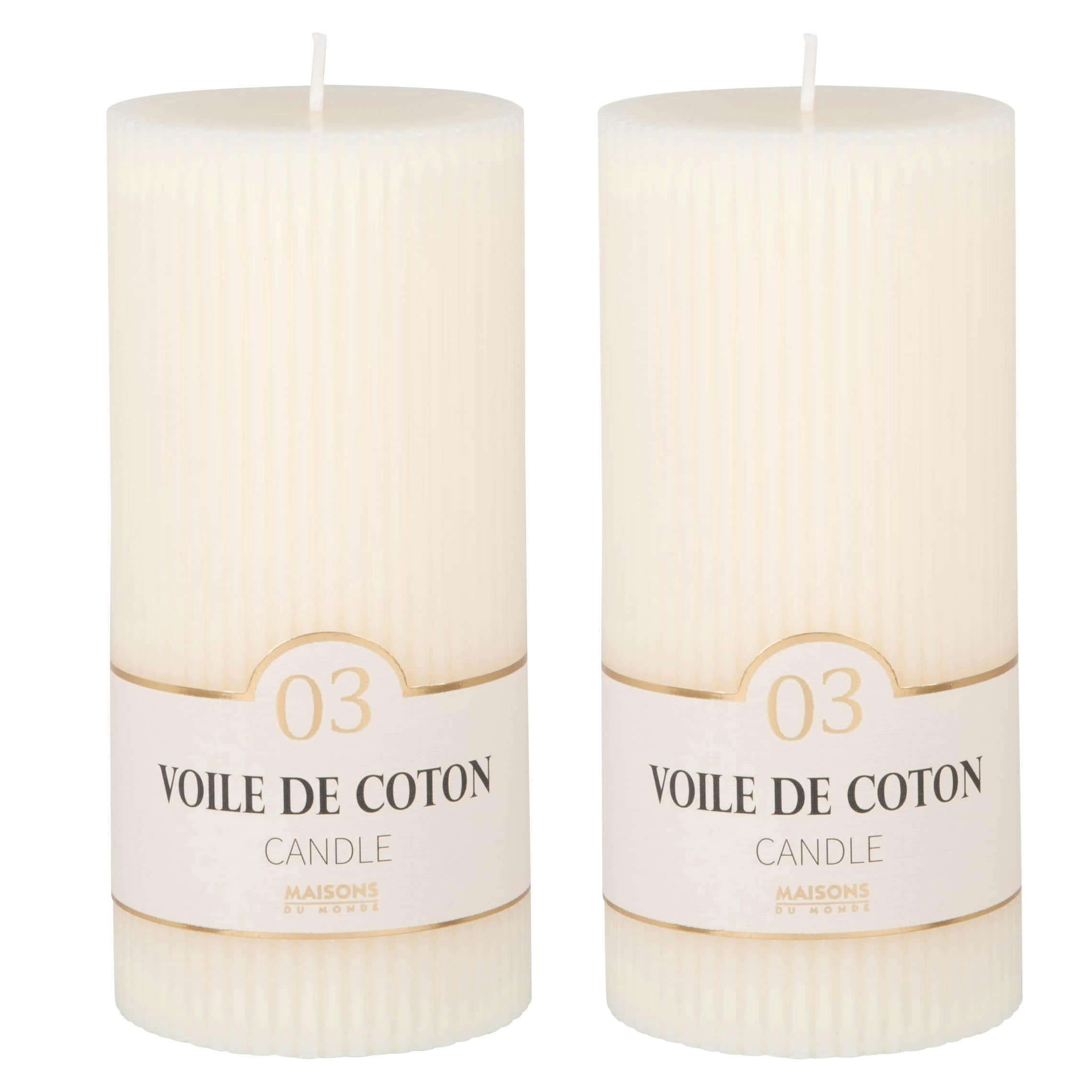 COLORAMA - Bougie striée parfumée blanche H15, 500g