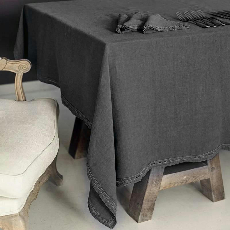 BASES DE LA TABLE - Nappe  Lin pur lavé Gris Plomb 250x250